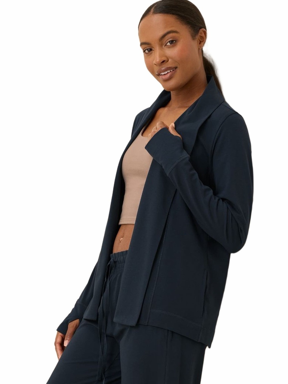Pact Organic Cotton Open Front Cardigan Navy Blue Size Medium - Picture 3 of 8